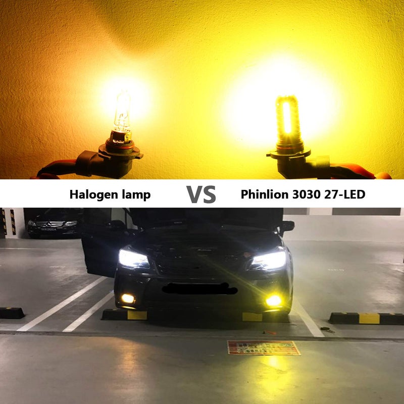 PHINLION 3000 Lumens Golden Yellow H11 LED Fog Light Bulbs Super Bright 3030 27-SMD H8 H16 LED Bulb Replacement for DRL or Fog Lamps, 3000K Yellow - Image 5